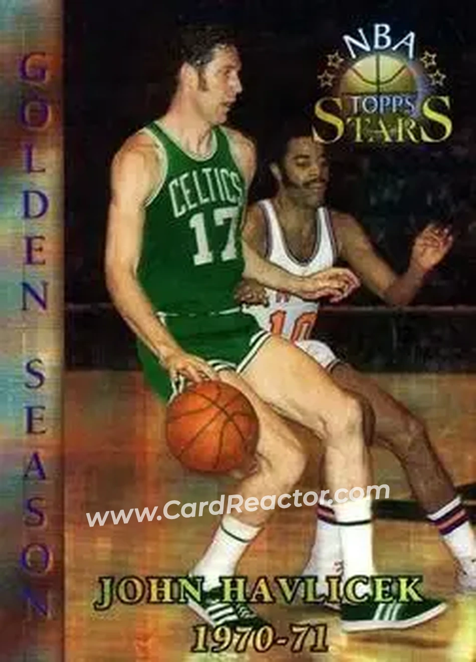 1996-97 Topps Stars - Finest Atomic Refractors #70 - John Havlicek - Boston Celtics