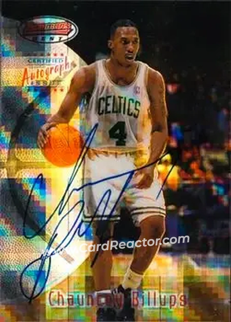 1997-98 Bowman's Best - Autograph Atomic Refractors #116 - Chauncey Billups - Boston Celtics - Front 1997-98 Bowman's Best - Autograph Atomic Refractors #116 - Chauncey Billups - Boston Celtics - Front