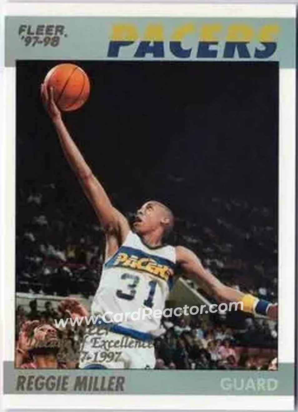 1997-98 Fleer - Decade of Excellence Rare Traditions #7 - Reggie Miller - Indiana Pacers - Front