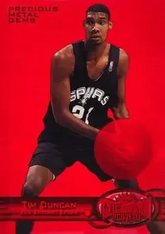 Tim Duncan · 1997-98 Metal Universe #66 PMG · Precious Metal Gems Red