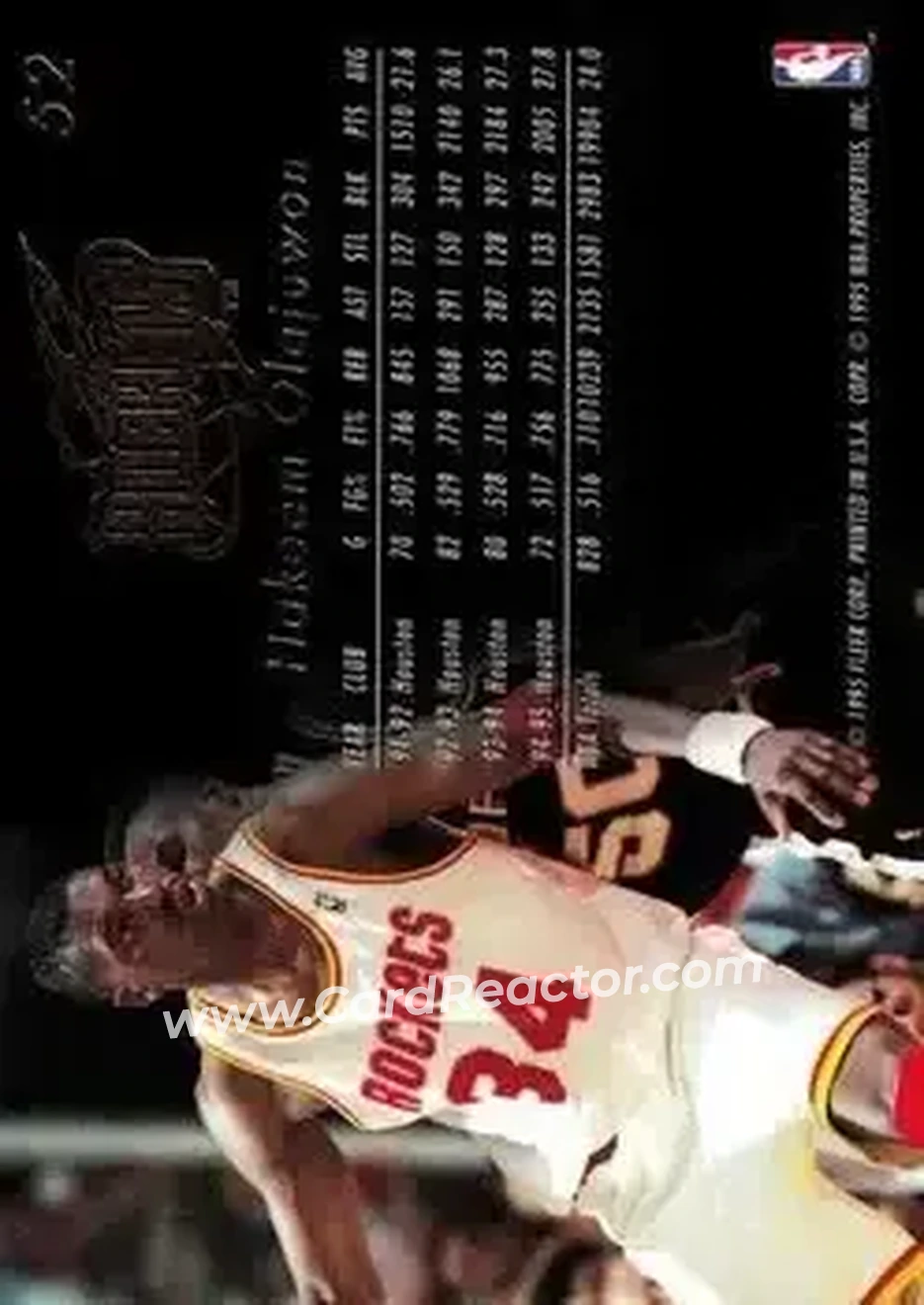 1995-96 Flair #52 - Hakeem Olajuwon - Houston Rockets - Back