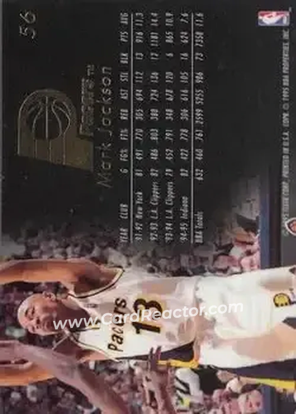 1995-96 Flair #56 - Mark Jackson - Indiana Pacers - Back