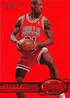 Dennis Rodman · 1997-98 Metal Universe #107 PMG · Precious Metal Gems Red