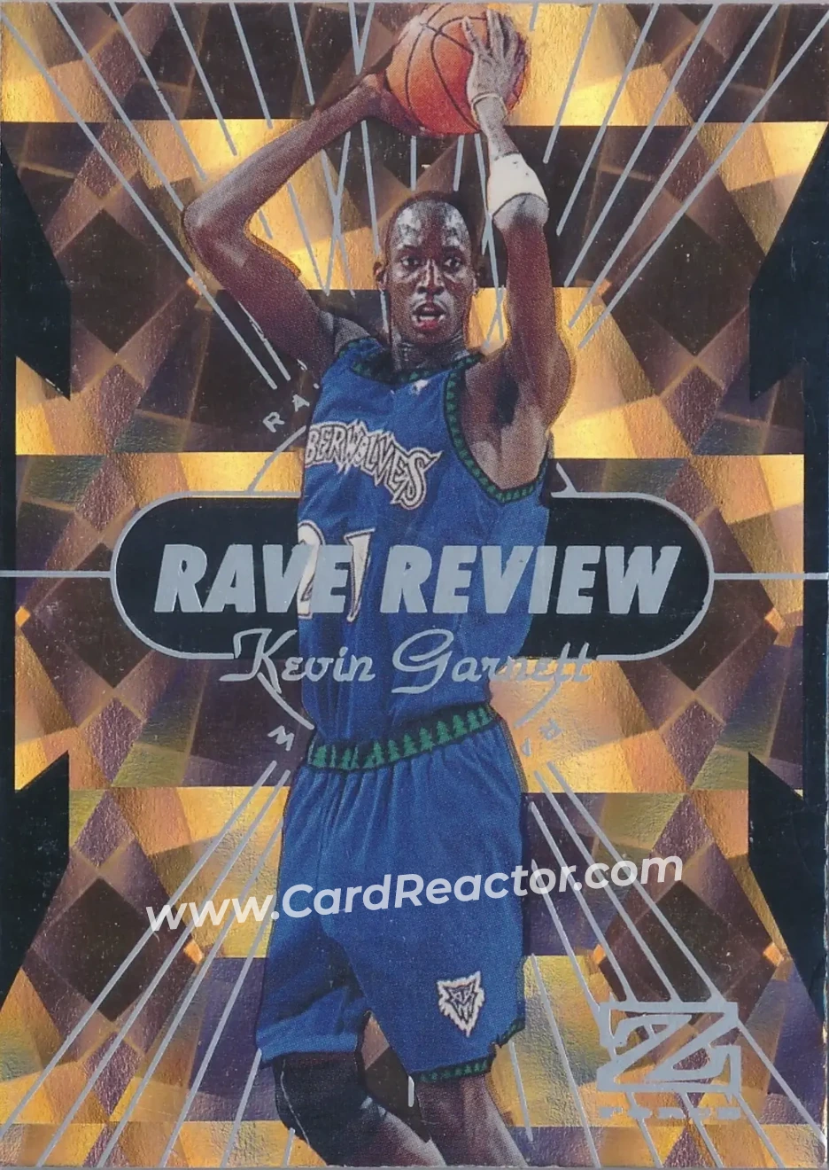 1997-98 SkyBox Z-Force - Rave Reviews #2 - Kevin Garnett - Minnesota Timberwolves - Front
