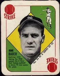 1951 Topps Red Backs #24 - Hank Bauer - New York Yankees