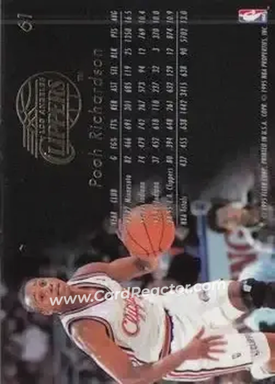 1995-96 Flair #61 - Pooh Richardson - Los Angeles Clippers - Back