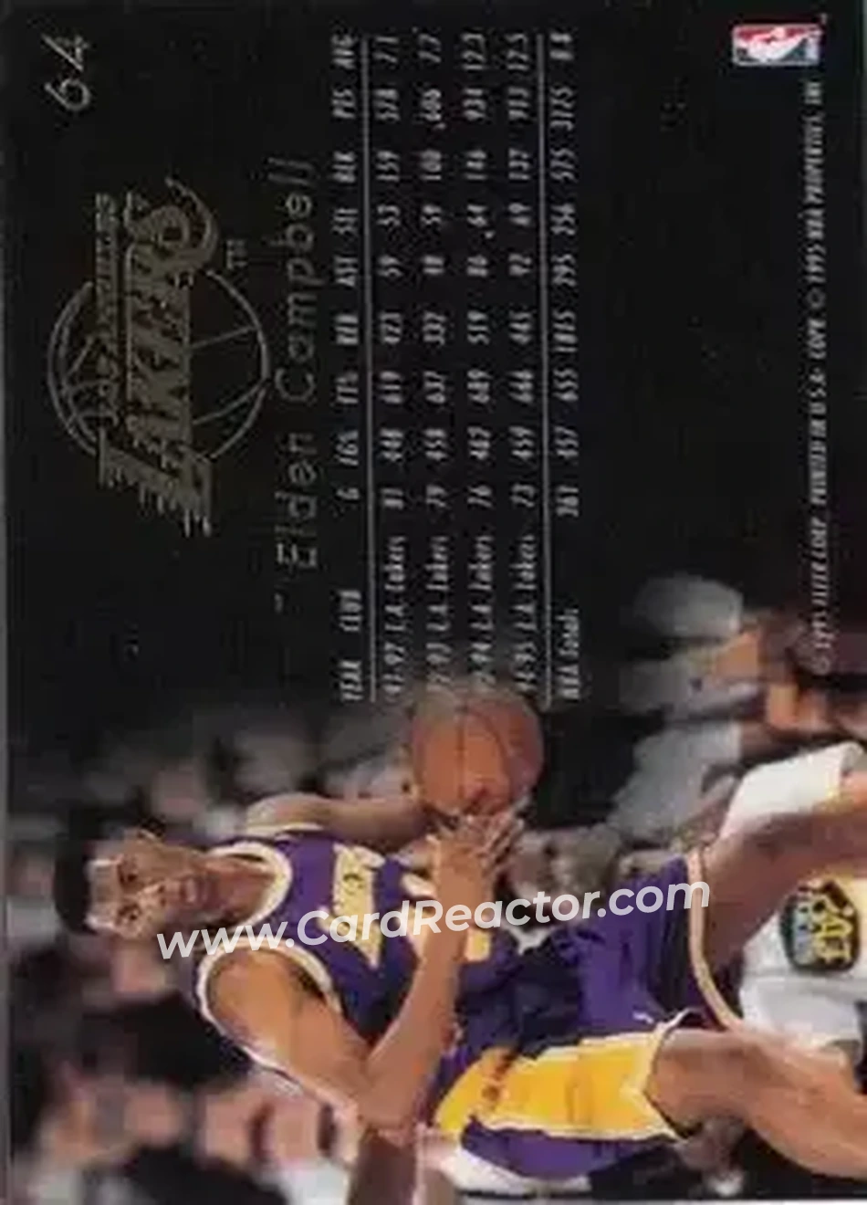 1995-96 Flair #64 - Elden Campbell - Los Angeles Lakers - Back
