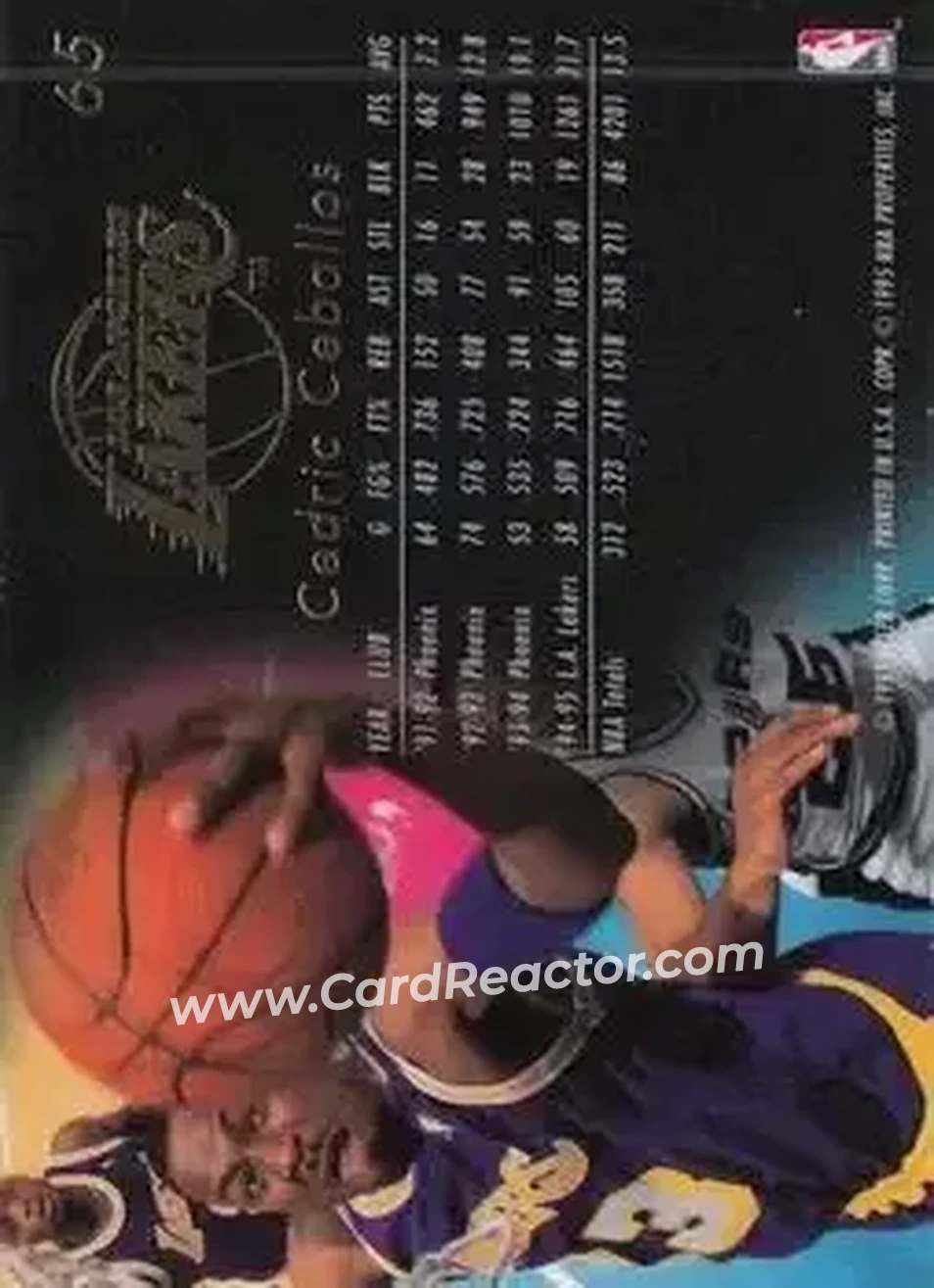 1995-96 Flair #65 - Cedric Ceballos - Los Angeles Lakers - Back