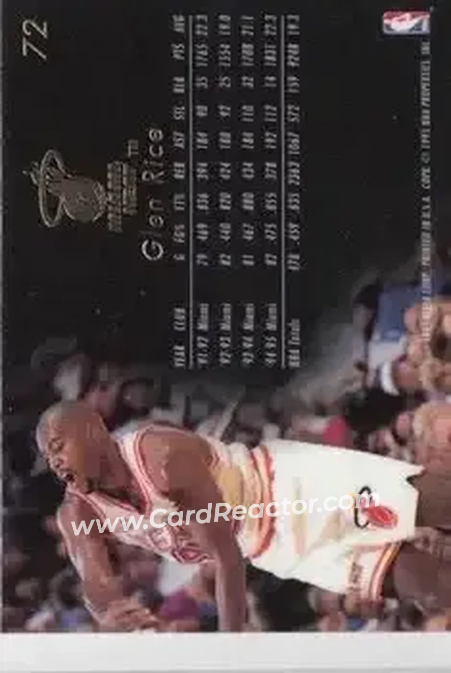 1995-96 Flair #72 - Glen Rice - Miami Heat - Back