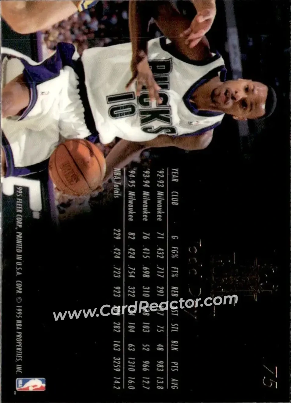 1995-96 Flair #75 - Todd Day - Milwaukee Bucks - Back