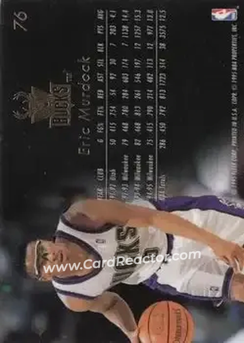 1995-96 Flair #76 - Eric Murdock - Milwaukee Bucks - Back