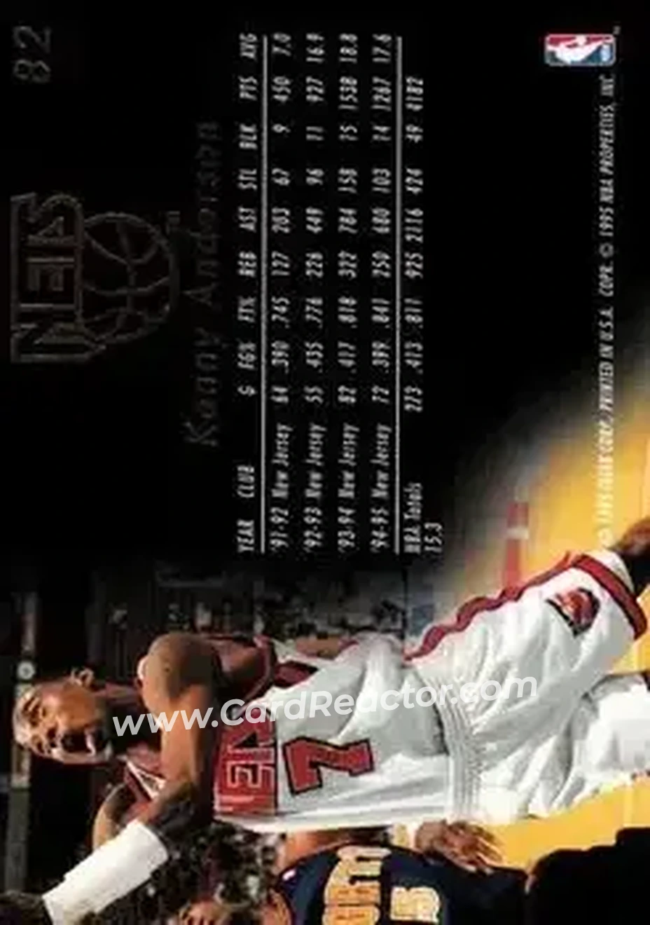 1995-96 Flair #82 - Kenny Anderson - New Jersey Nets - Back