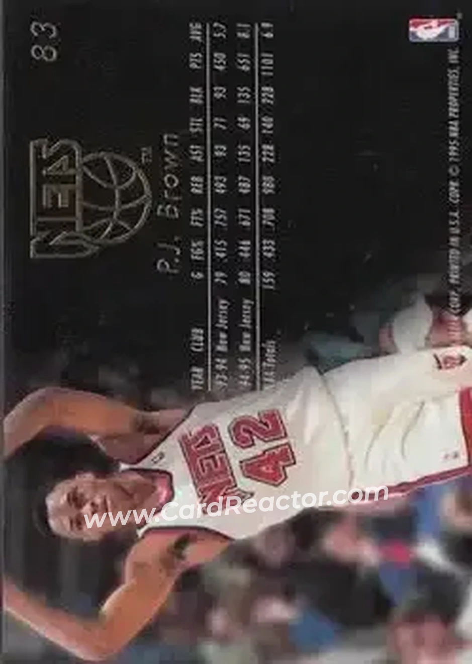 1995-96 Flair #83 - P.J. Brown - New Jersey Nets - Back