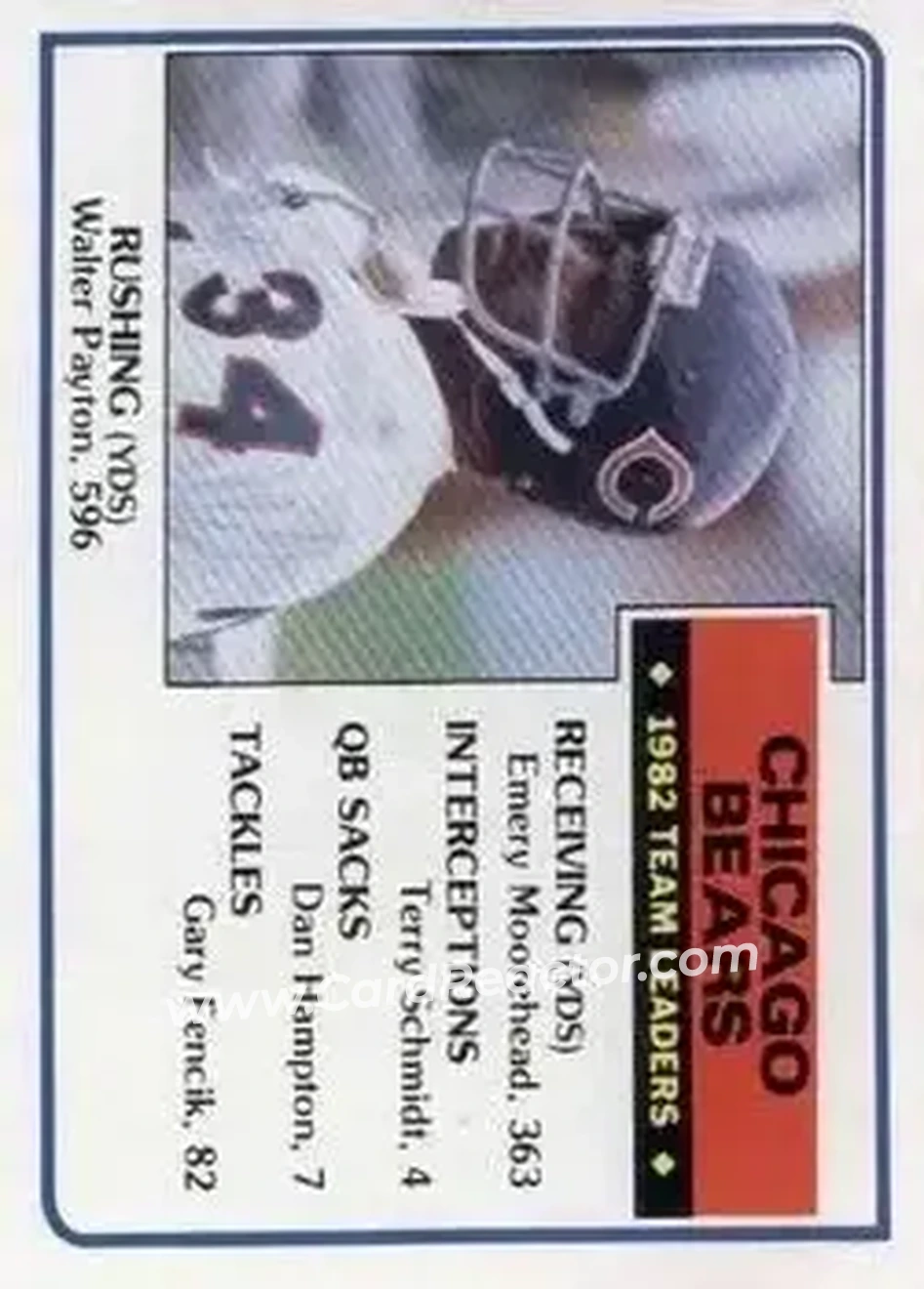 1983 Topps #28 - Walter Payton - Chicago Bears