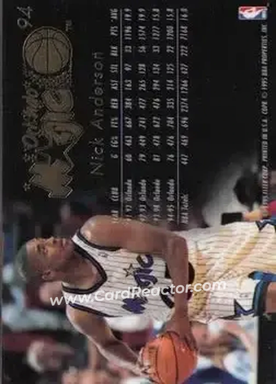 1995-96 Flair #94 - Nick Anderson - Orlando Magic - Back