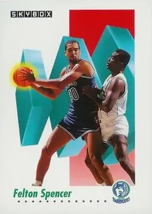 1991-92 SkyBox #174 - Felton Spencer - Minnesota Timberwolves