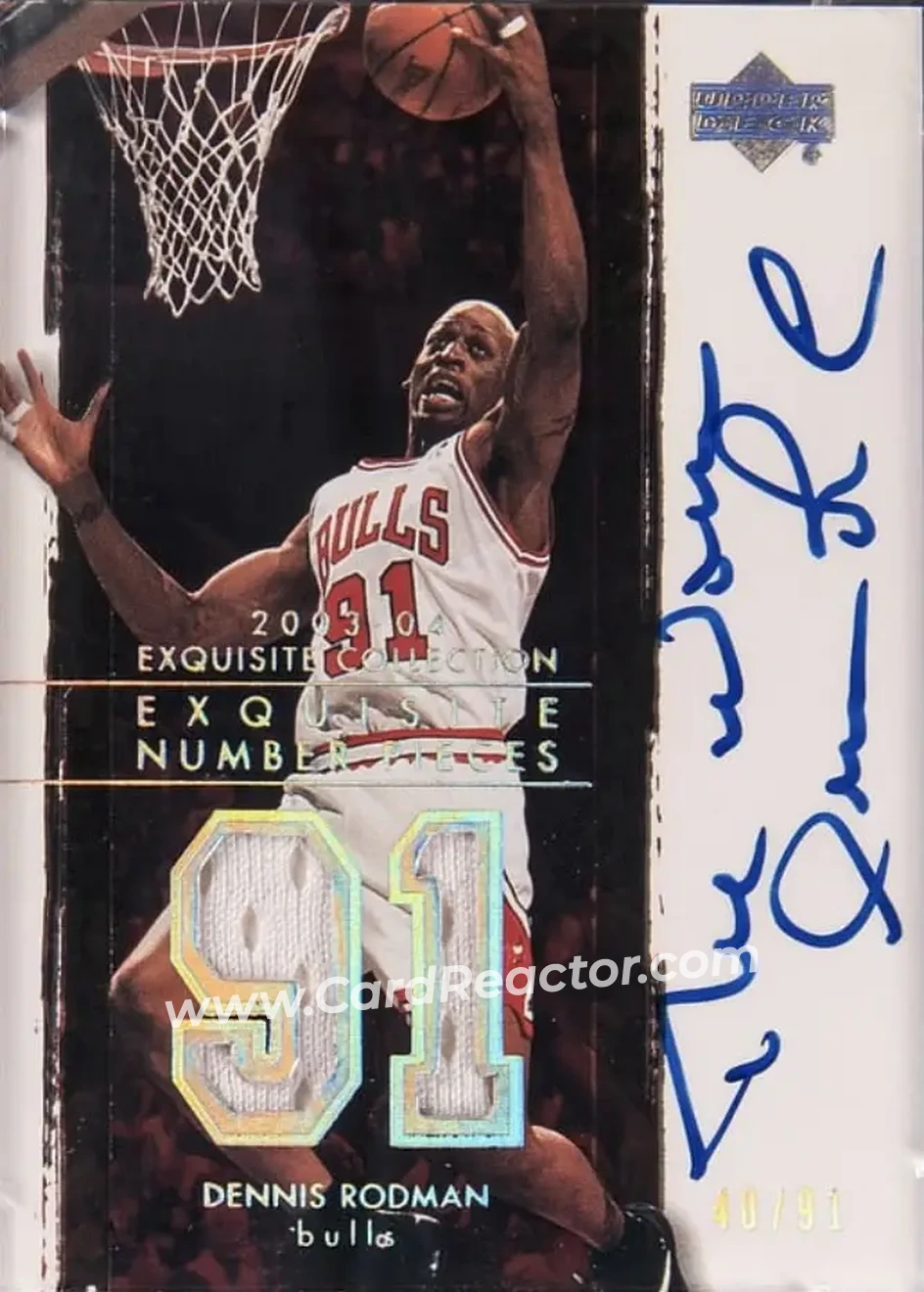 2003-04 Upper Deck Exquisite Collection - Number Piece Autographs #NP-DR - Dennis Rodman - Chicago Bulls