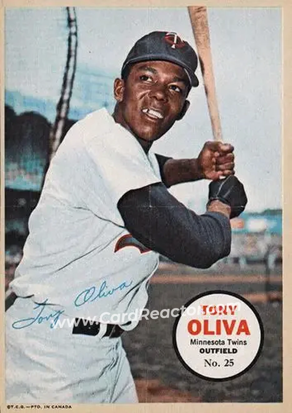 1968 O-Pee-Chee - All-Star Pin-Ups #25 - Tony Oliva - Minnesota Twins - Front