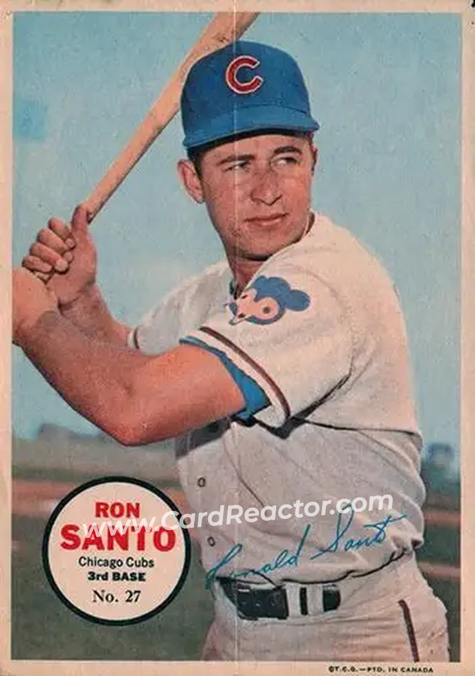 1968 O-Pee-Chee - All-Star Pin-Ups #27 - Ron Santo - Chicago Cubs - Front