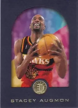 1995-96 SkyBox E-XL - Blue #1 - Stacey Augmon - Atlanta Hawks