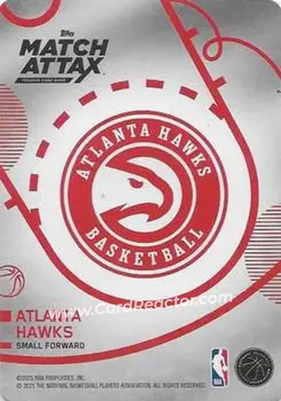 2025-26 Topps Match Attax #38 - Dyson Daniels - Atlanta Hawks - Back