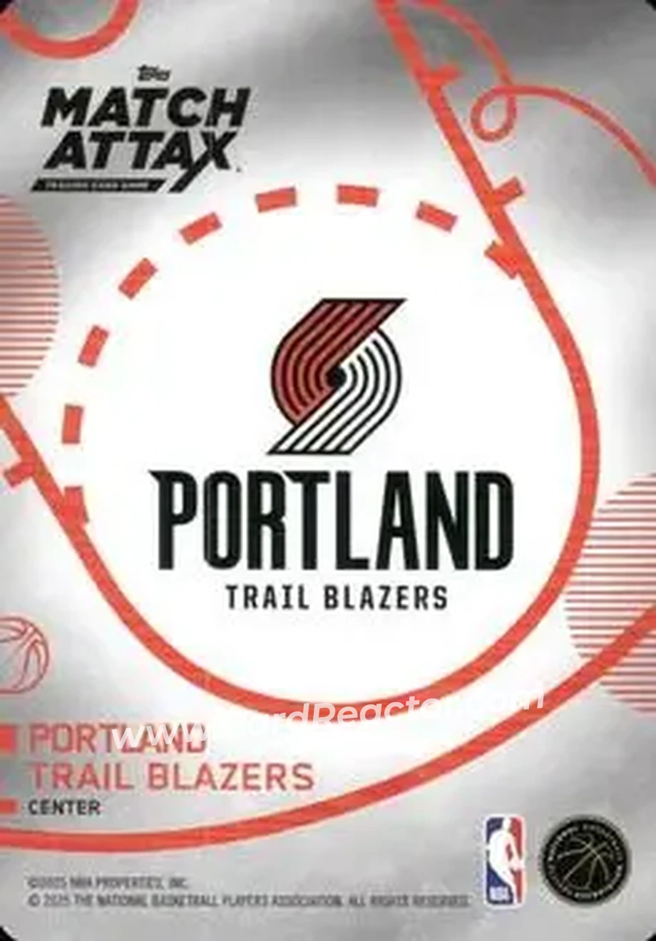 2025-26 Topps Match Attax #76 - Donovan Clingan - Portland Trail Blazers - Back
