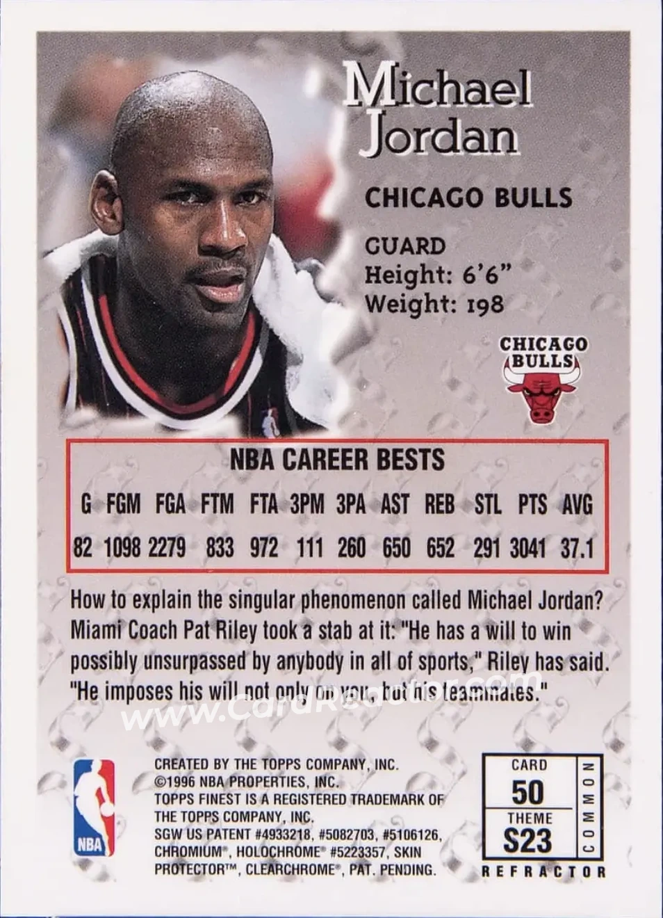 1996-97 Finest - Refractor #50 - Michael Jordan - Chicago Bulls - Back