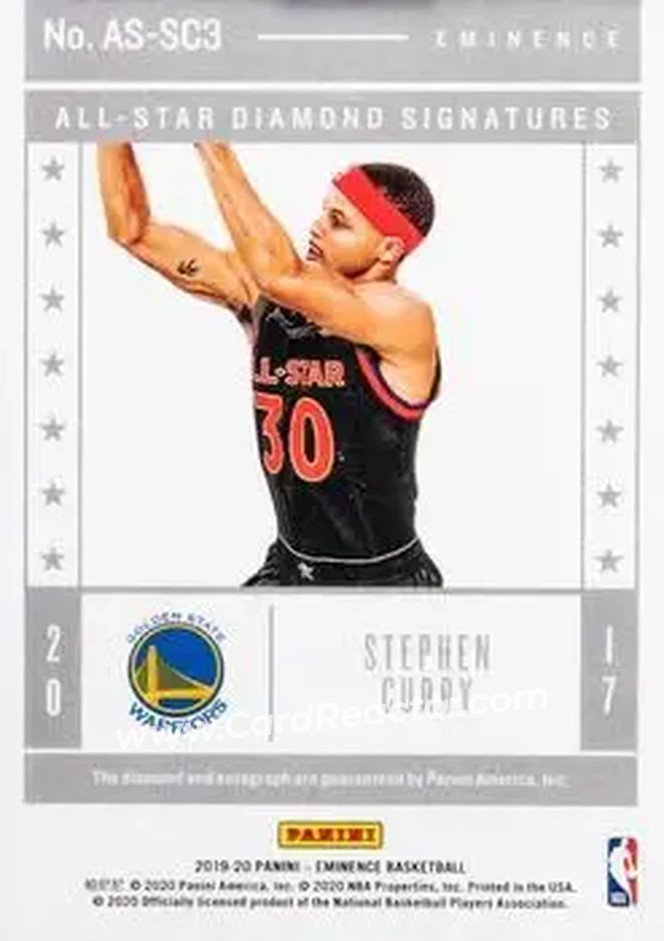 2019-20 Panini Eminence - All-Star Diamond Signatures #AS-SC3 - Stephen Curry - Golden State Warriors - Back 2019-20 Panini Eminence - All-Star Diamond Signatures #AS-SC3 - Stephen Curry - Golden State Warriors - Back