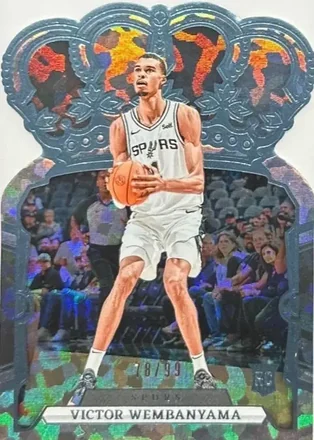 2023-24 Panini Crown Royale - Crystal Blue #48 - Victor Wembanyama - San Antonio Spurs