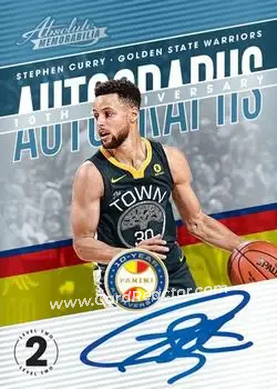 2018-19 Panini Absolute Memorabilia - 10th Anniversary Auto Level 2 #AA-SC - Stephen Curry - Golden State Warriors - Front
