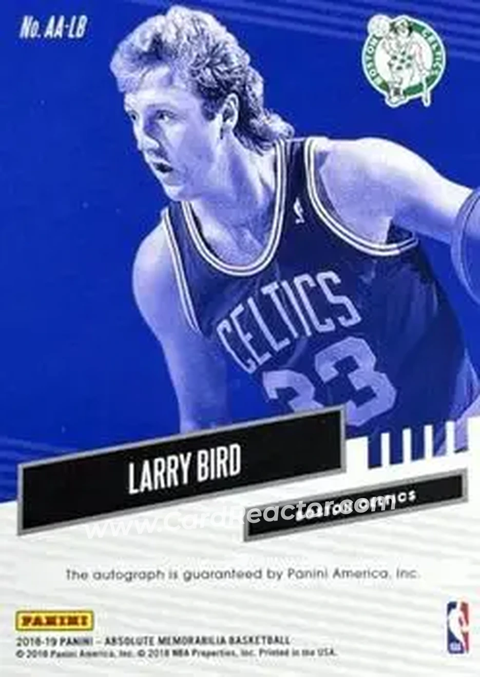 2018-19 Panini Absolute Memorabilia - 10th Anniversary Auto Level 3 #AA-LB - Larry Bird - Boston Celtics - Back 2018-19 Panini Absolute Memorabilia - 10th Anniversary Auto Level 3 #AA-LB - Larry Bird - Boston Celtics - Back