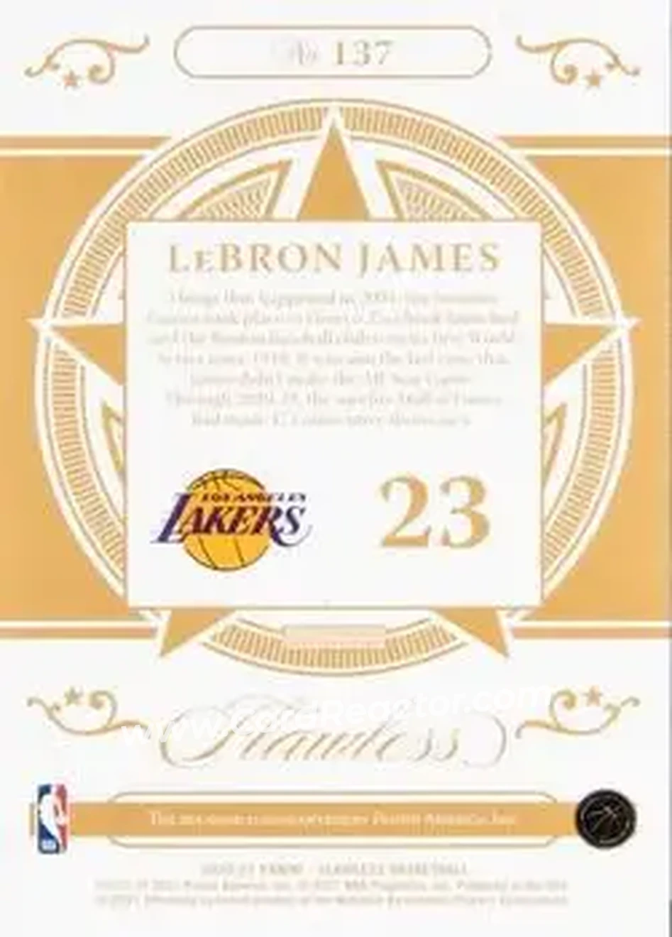 2020-21 Panini Flawless - Bronze #137 - LeBron James - Los Angeles Lakers - Back