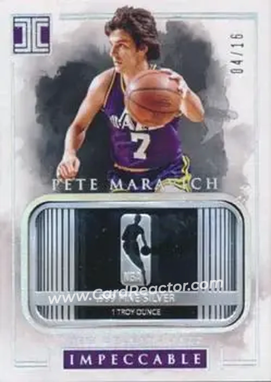 2016-17 Panini Impeccable - Silver NBA Logo #32 - Pete Maravich - New Orleans Jazz