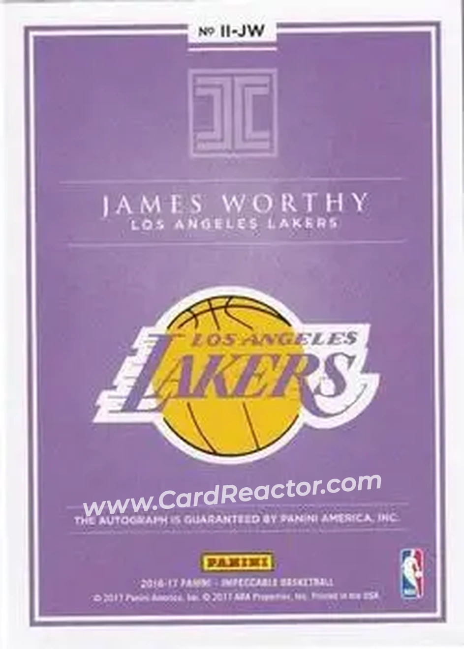 2016-17 Panini Impeccable - Indelible Ink #II-JW - James Worthy - Los Angeles Lakers - Back 2016-17 Panini Impeccable - Indelible Ink #II-JW - James Worthy - Los Angeles Lakers - Back
