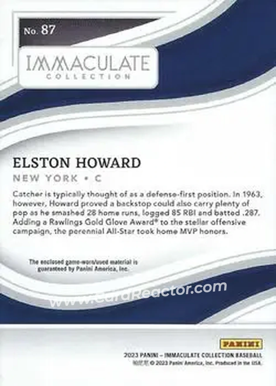 2023 Panini Immaculate Collection - Green #87 - Elston Howard - New York Yankees - Back
