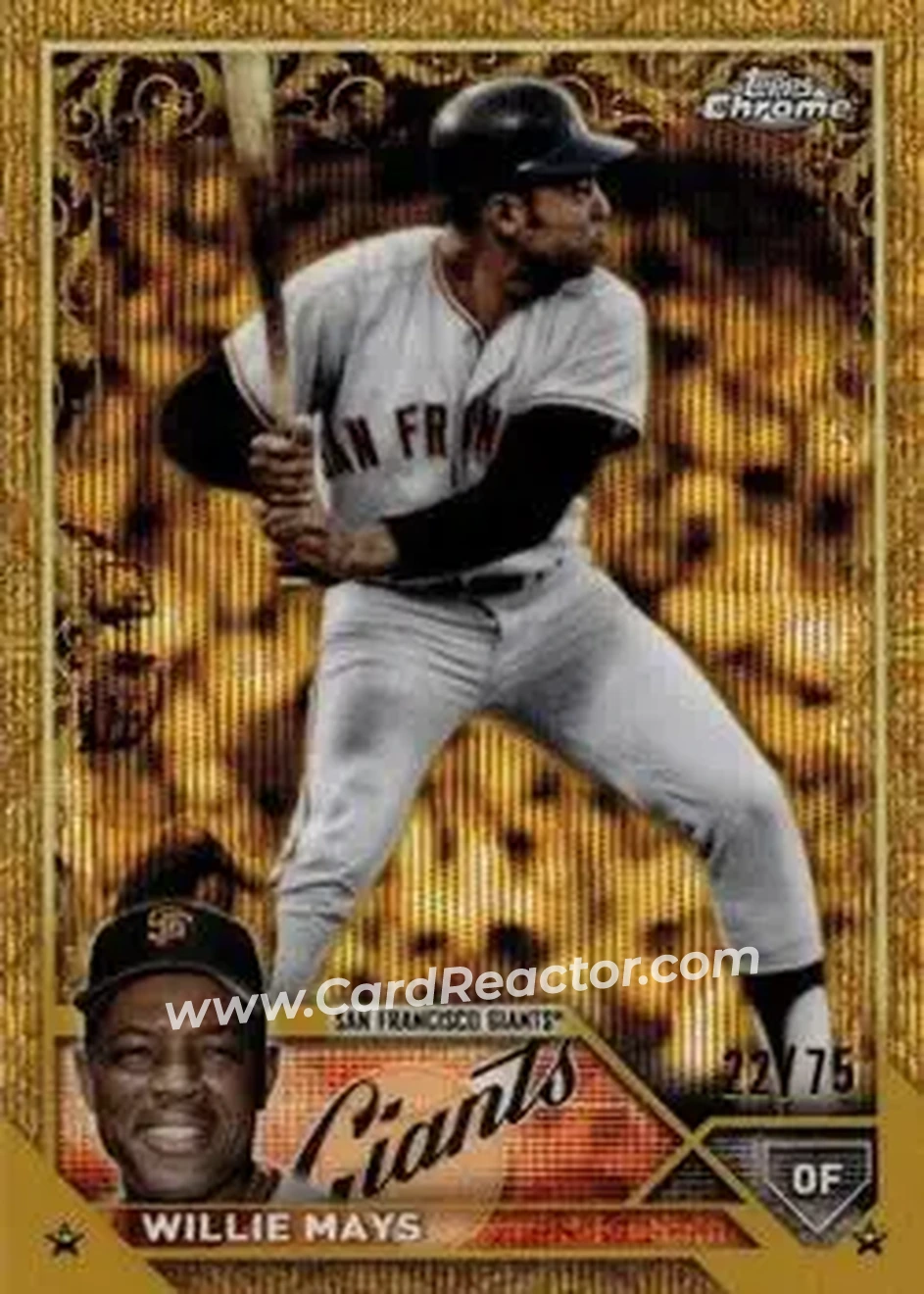 2023 Topps Gilded Collection - Wave Gold Etch Refractors #22 - Willie Mays - San Francisco Giants