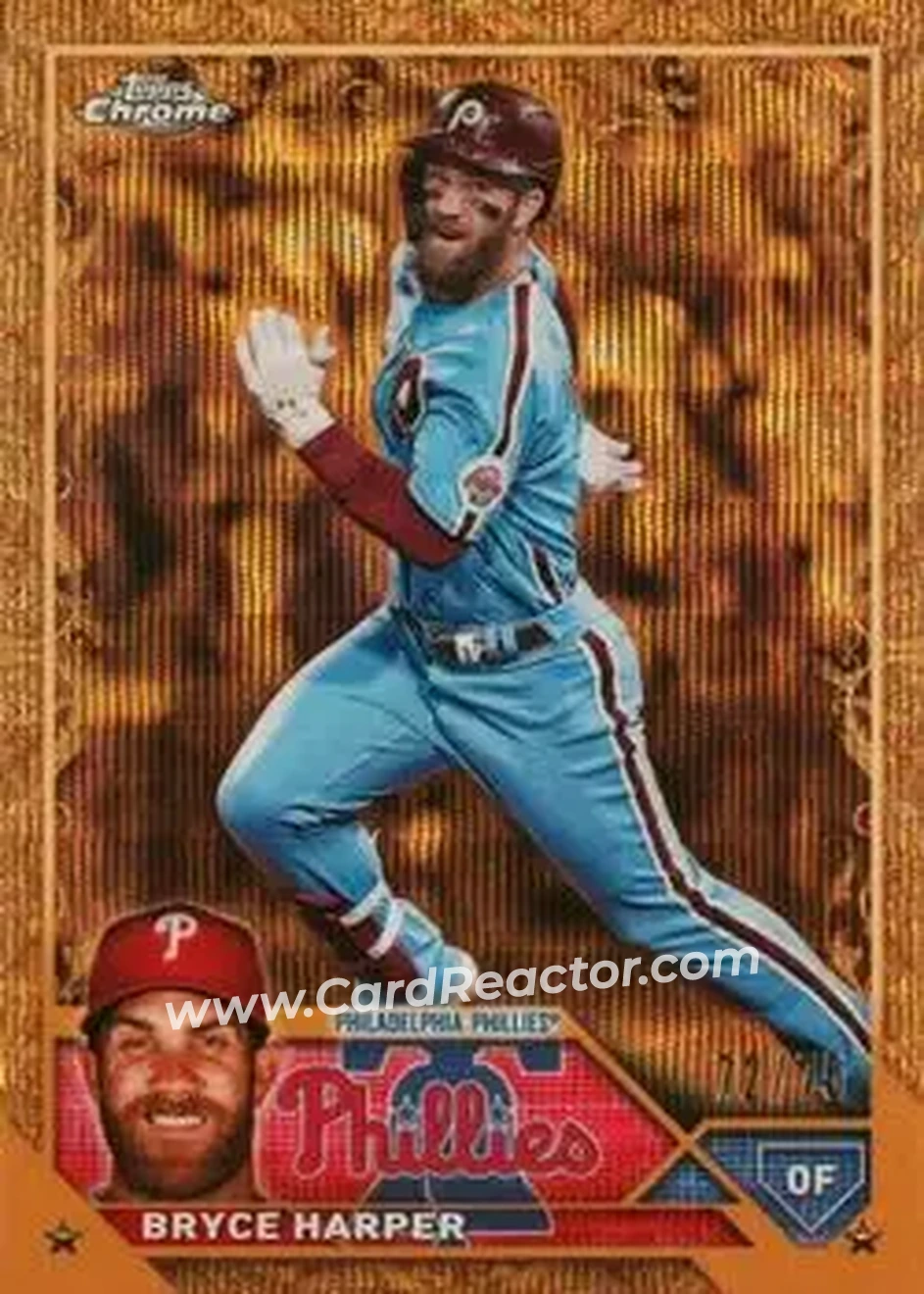 2023 Topps Gilded Collection - Wave Gold Etch Refractors #100 - Bryce Harper - Philadelphia Phillies