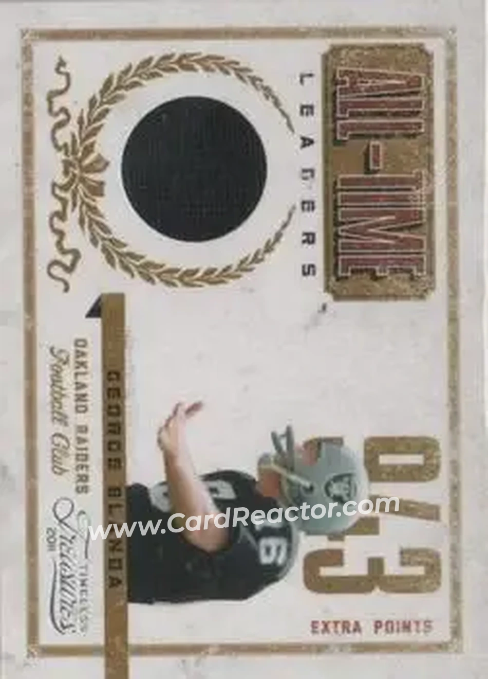 2011 Panini Timeless Treasures - All-Time Leaders Materials #5 - George Blanda - Oakland Raiders - Front 2011 Panini Timeless Treasures - All-Time Leaders Materials #5 - George Blanda - Oakland Raiders - Front