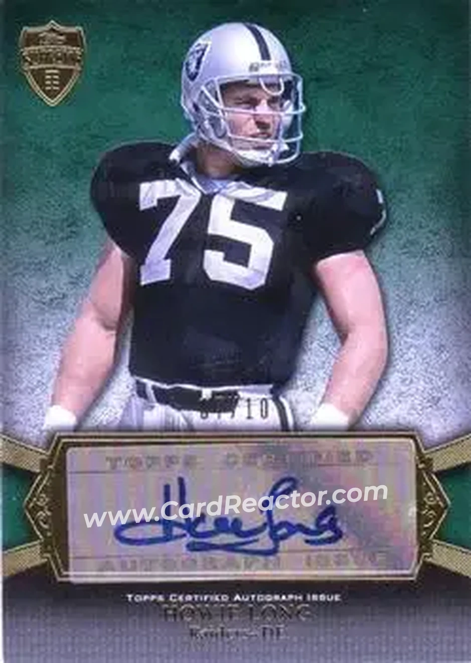2011 Topps Supreme - Autographs Green #SA-HL - Howie Long - Los Angeles Raiders - Front 2011 Topps Supreme - Autographs Green #SA-HL - Howie Long - Los Angeles Raiders - Front