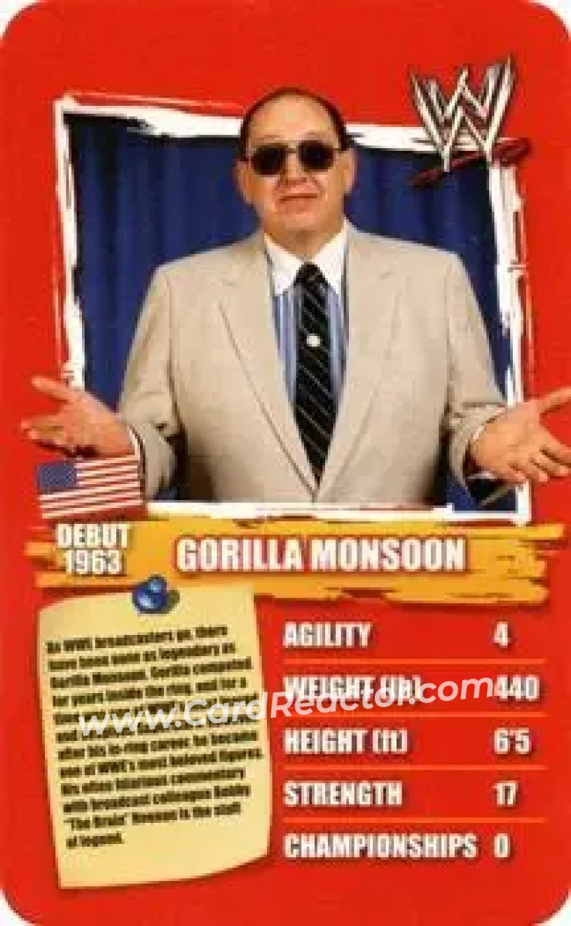 2011 Top Trumps Specials WWE All-Time Greats #NNO - Gorilla Monsoon