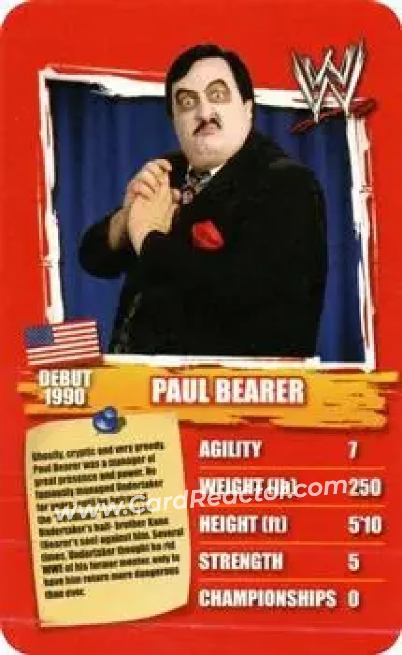 2011 Top Trumps Specials WWE All-Time Greats #NNO - Paul Bearer