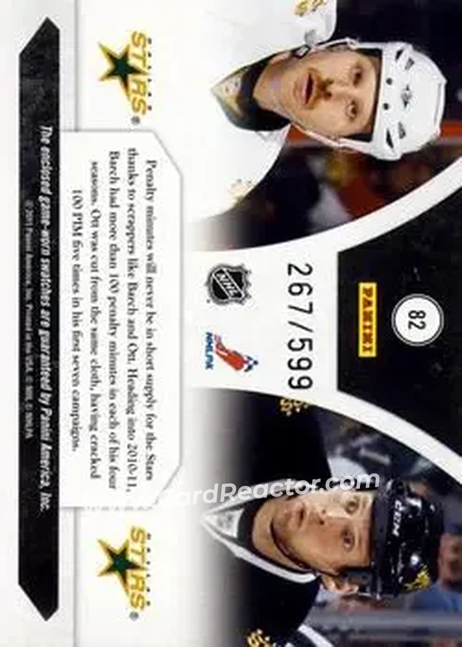 2010-11 Panini Luxury Suite #82 - Steve Ott - Krys Barch MEM, SN599 - Dallas Stars - Dallas Stars - Back