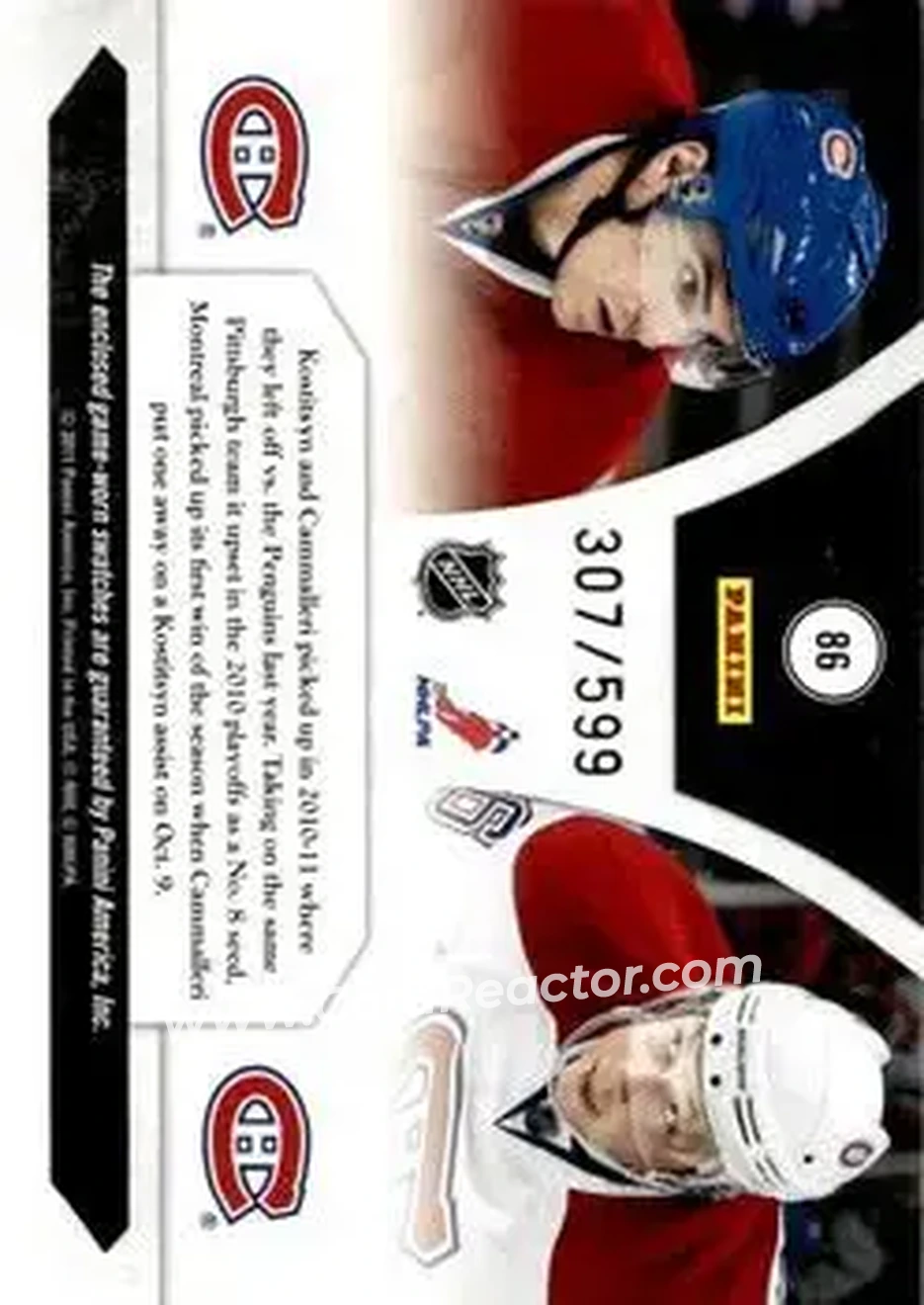 2010-11 Panini Luxury Suite #86 - Michael Cammalleri - Andrei Kostitsyn MEM, SN599 - Montreal Canadiens - Montreal Canadiens - Back