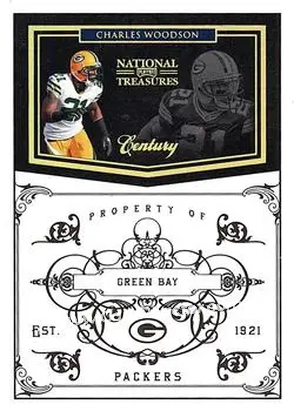 2010 Playoff National Treasures - Century Gold #51 - Charles Woodson - Green Bay Packers - Front 2010 Playoff National Treasures - Century Gold #51 - Charles Woodson - Green Bay Packers - Front