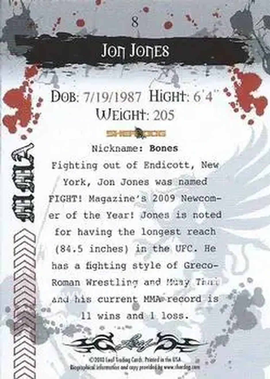 2010 Leaf MMA #8 - Jon Jones - Back