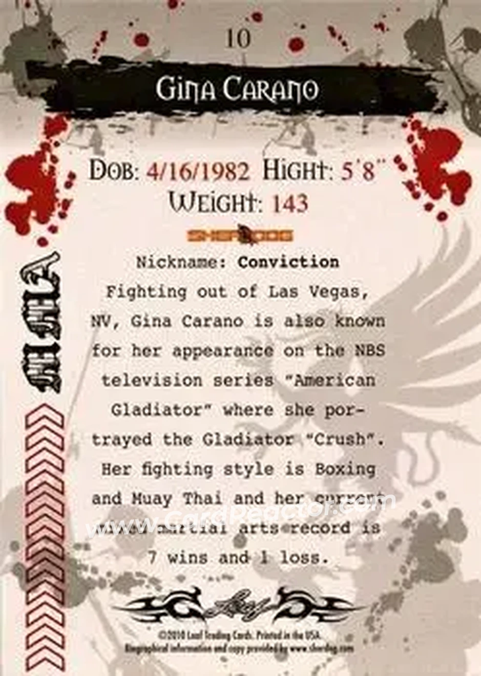 2010 Leaf MMA #10 - Gina Carano - Back