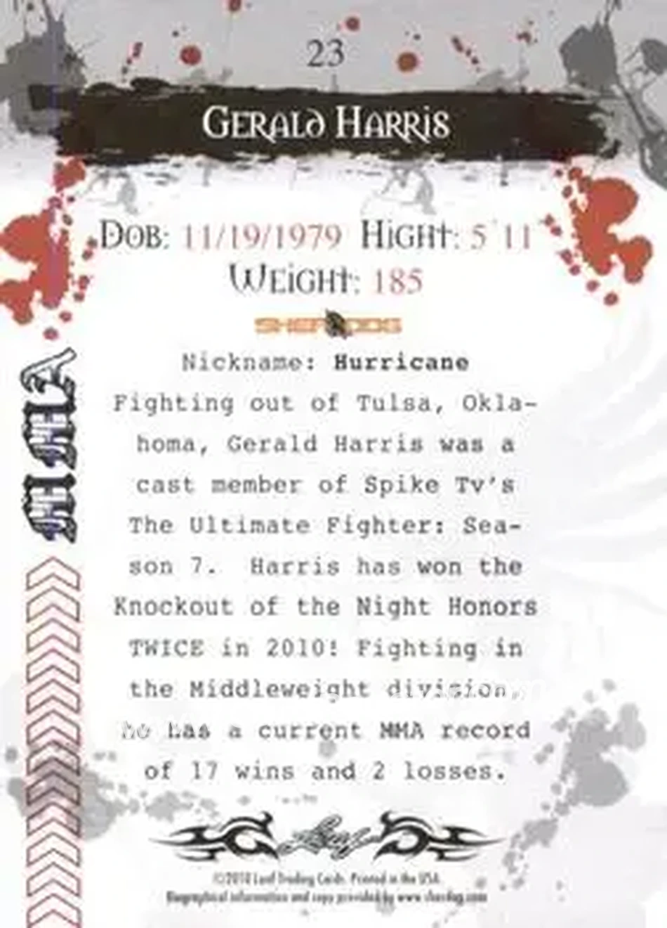 2010 Leaf MMA #23 - Gerald Harris - Back