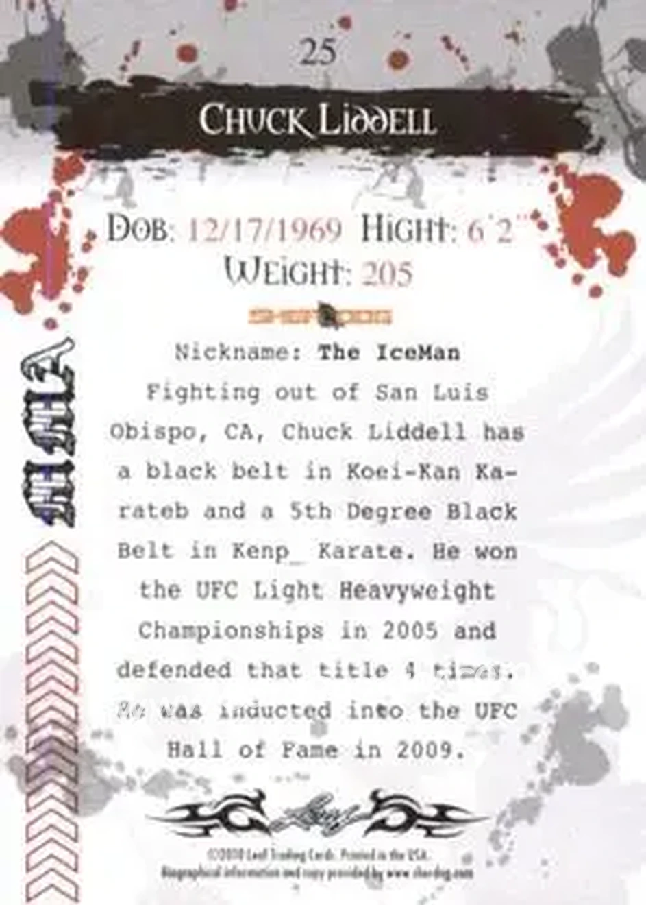 2010 Leaf MMA #25 - Chuck Liddell - Back