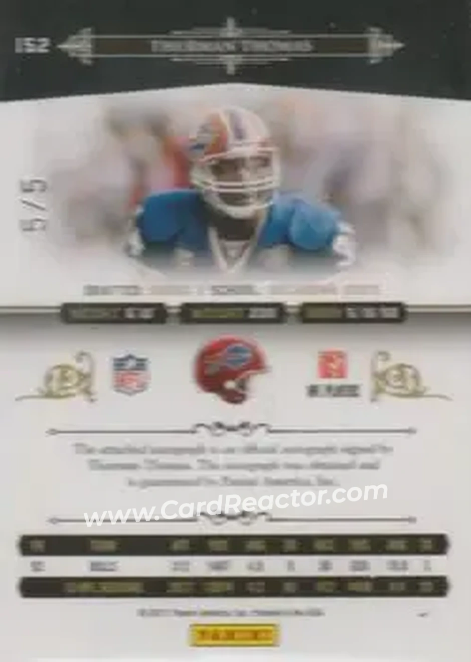 2010 Playoff National Treasures - Century Gold Signature #152 - Thurman Thomas - Buffalo Bills - Back