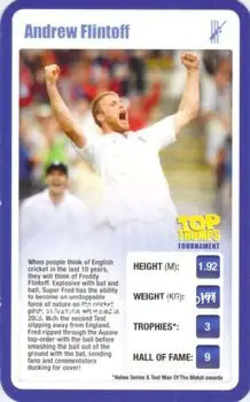 2009 Top Trumps Tournament Sporting Heroes #NNO - Andrew Flintoff - Front